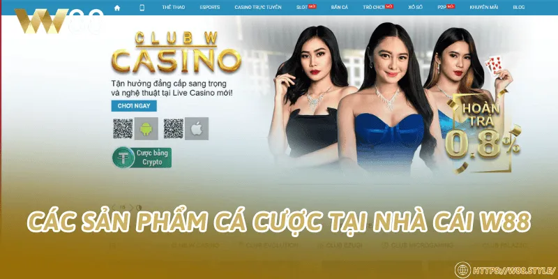 Các sản phẩm cá cược tại nhà cái W88