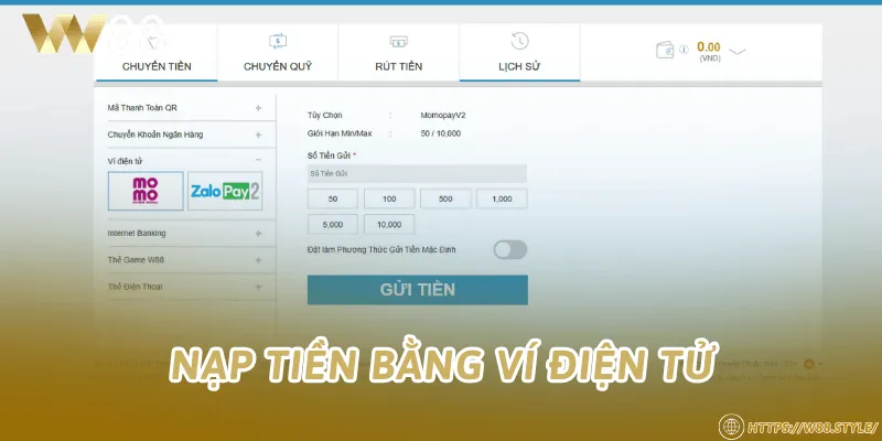 Nạp tiền bằng ví điện tử