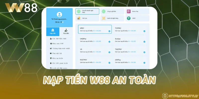 Nạp tiền W88